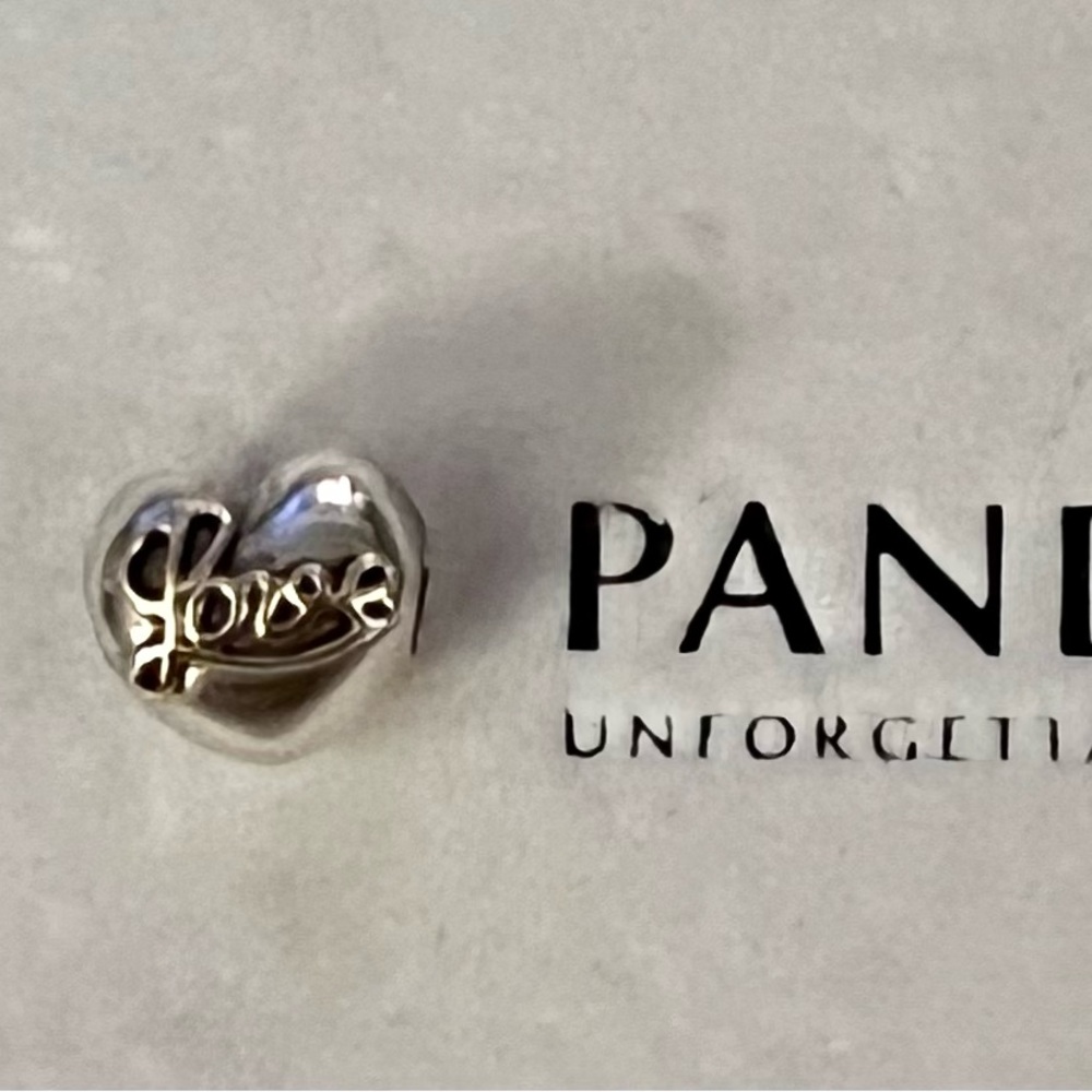 Pandora 14kt gold & silver heart/love bracelet charm/clip